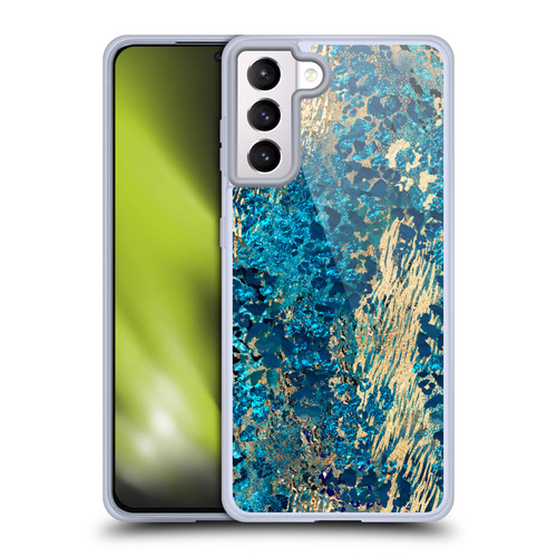 LebensArt Geo Liquid Marble Teal Jungle Soft Gel Case for Samsung Galaxy S21+ 5G & MagSafe