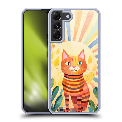 LebensArt Mix Art Stripes Whimsy Cat Soft Gel Case for Samsung Galaxy S22+ 5G & MagSafe