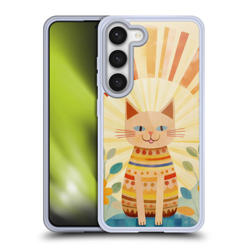 LebensArt Mix Art Boho Whimsy Cat Soft Gel Case for Samsung Galaxy S23 5G & MagSafe