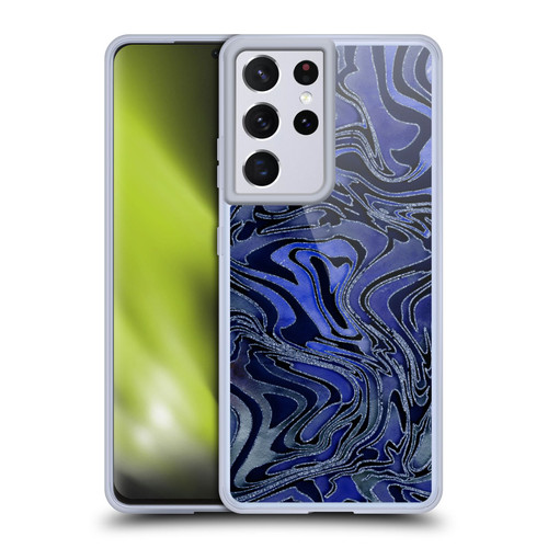LebensArt Geo Liquid Marble Indigo Soft Gel Case for Samsung Galaxy S21 Ultra 5G & MagSafe