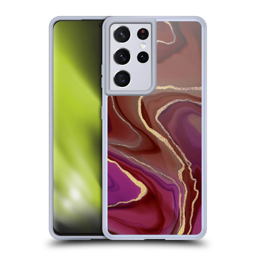 LebensArt Geo Liquid Marble Rose Ombre Soft Gel Case for Samsung Galaxy S21 Ultra 5G & MagSafe