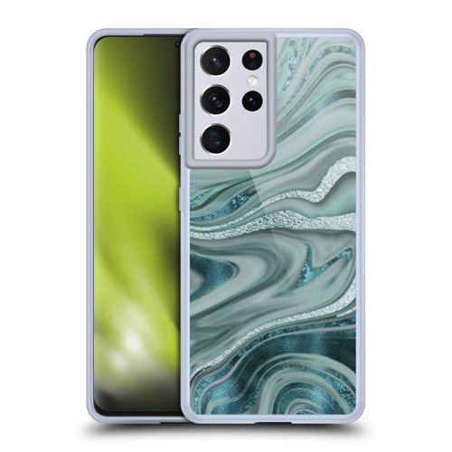 LebensArt Geo Liquid Marble Sea Foam Green Soft Gel Case for Samsung Galaxy S21 Ultra 5G & MagSafe