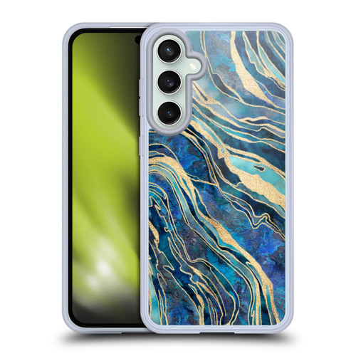 LebensArt Geo Liquid Marble Shimmer Blue Soft Gel Case for Samsung Galaxy S23 FE 5G & MagSafe