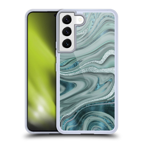 LebensArt Geo Liquid Marble Sea Foam Green Soft Gel Case for Samsung Galaxy S22 5G & MagSafe