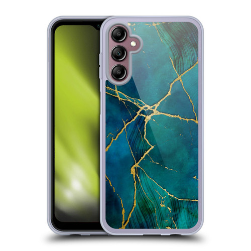 LebensArt Mineral Marble Blue And Gold Soft Gel Case for Samsung Galaxy A14 5G