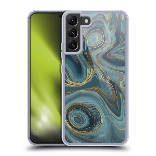 LebensArt Geo Liquid Marble Cool Tone Geode Soft Gel Case for Samsung Galaxy S22+ 5G & MagSafe