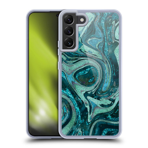 LebensArt Geo Liquid Marble Midnight Green Soft Gel Case for Samsung Galaxy S22+ 5G & MagSafe