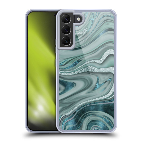LebensArt Geo Liquid Marble Sea Foam Green Soft Gel Case for Samsung Galaxy S22+ 5G & MagSafe