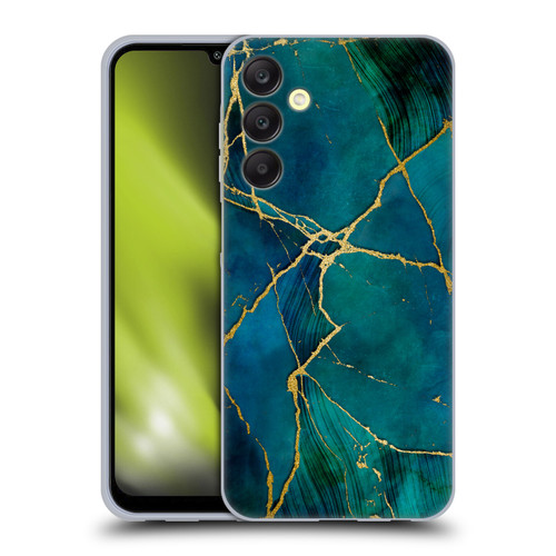 LebensArt Mineral Marble Blue And Gold Soft Gel Case for Samsung Galaxy A25 5G