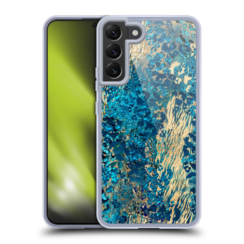 LebensArt Geo Liquid Marble Teal Jungle Soft Gel Case for Samsung Galaxy S22+ 5G & MagSafe