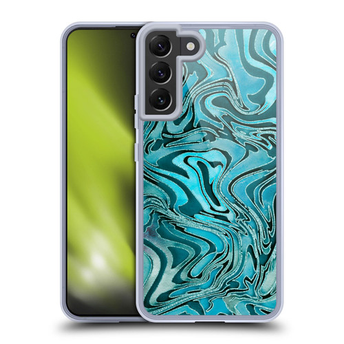 LebensArt Geo Liquid Marble Turquoise Soft Gel Case for Samsung Galaxy S22+ 5G & MagSafe