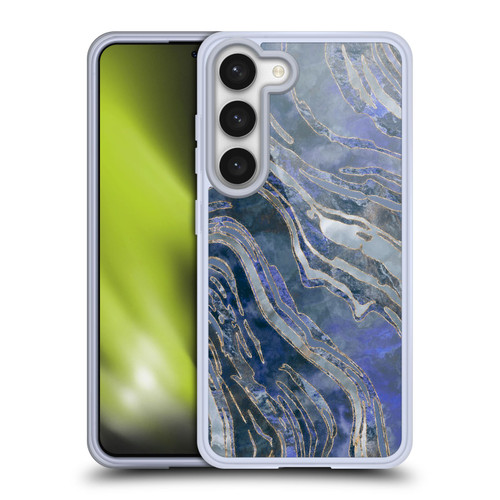 LebensArt Geo Liquid Marble Cold Blue Soft Gel Case for Samsung Galaxy S23 5G & MagSafe