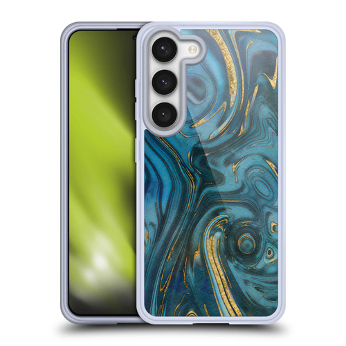 LebensArt Geo Liquid Marble Cerulean Dreams Soft Gel Case for Samsung Galaxy S23 5G & MagSafe