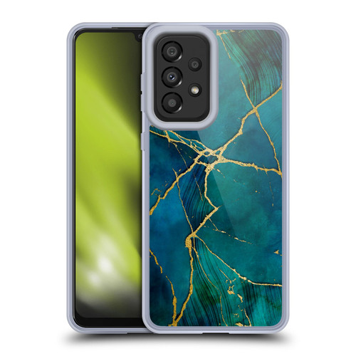 LebensArt Mineral Marble Blue And Gold Soft Gel Case for Samsung Galaxy A33 5G (2022)