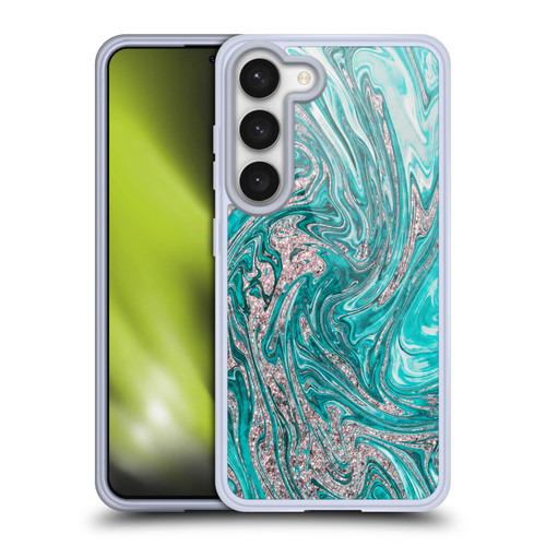 LebensArt Geo Liquid Marble Glamour Teal Soft Gel Case for Samsung Galaxy S23 5G & MagSafe