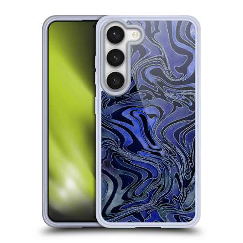 LebensArt Geo Liquid Marble Indigo Soft Gel Case for Samsung Galaxy S23 5G & MagSafe