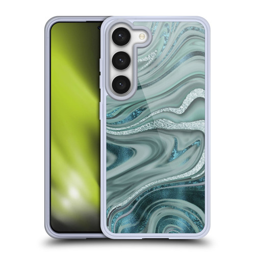 LebensArt Geo Liquid Marble Sea Foam Green Soft Gel Case for Samsung Galaxy S23 5G & MagSafe