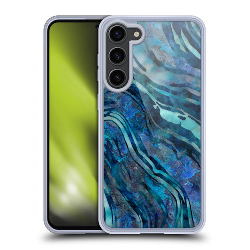 LebensArt Geo Liquid Marble Blue Tea Soft Gel Case for Samsung Galaxy S23+ 5G & MagSafe
