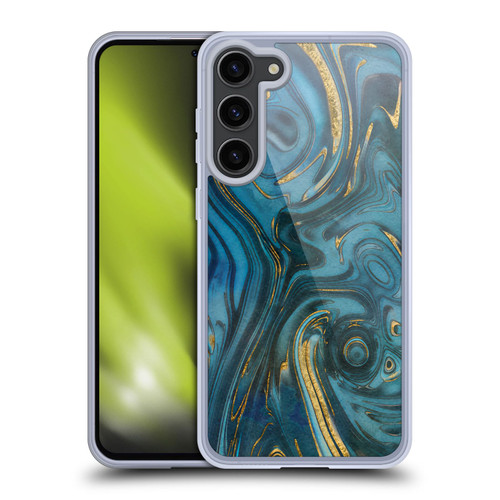 LebensArt Geo Liquid Marble Cerulean Dreams Soft Gel Case for Samsung Galaxy S23+ 5G & MagSafe