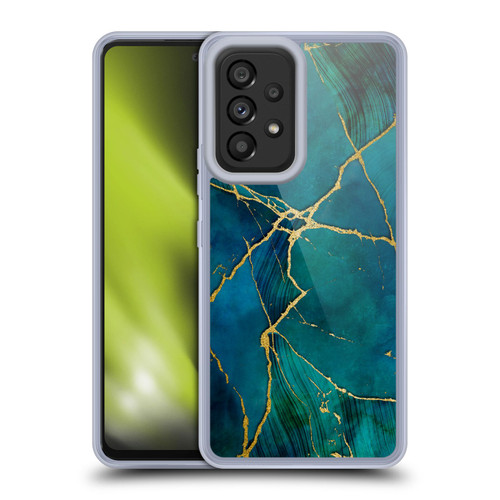 LebensArt Mineral Marble Blue And Gold Soft Gel Case for Samsung Galaxy A53 5G (2022)