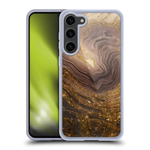 LebensArt Geo Liquid Marble Gold Earth Soft Gel Case for Samsung Galaxy S23+ 5G & MagSafe