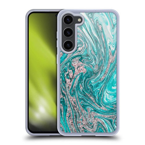 LebensArt Geo Liquid Marble Glamour Teal Soft Gel Case for Samsung Galaxy S23+ 5G & MagSafe