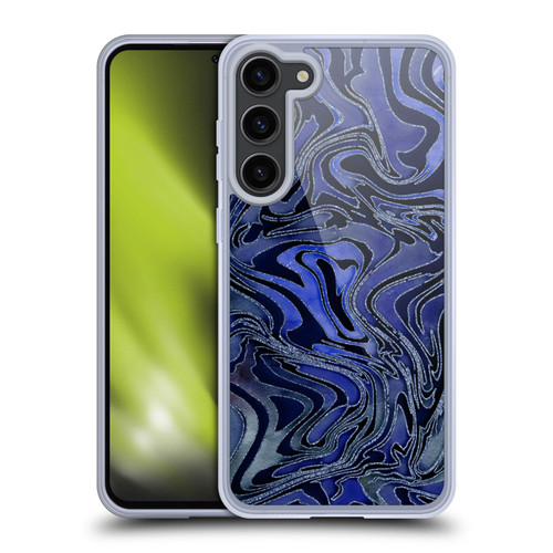 LebensArt Geo Liquid Marble Indigo Soft Gel Case for Samsung Galaxy S23+ 5G & MagSafe