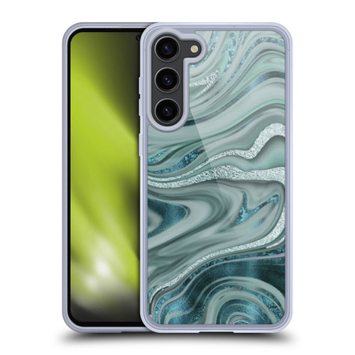 LebensArt Geo Liquid Marble Sea Foam Green Soft Gel Case for Samsung Galaxy S23+ 5G & MagSafe