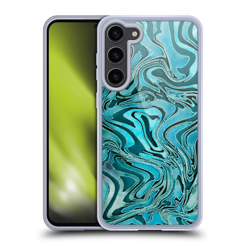 LebensArt Geo Liquid Marble Turquoise Soft Gel Case for Samsung Galaxy S23+ 5G & MagSafe