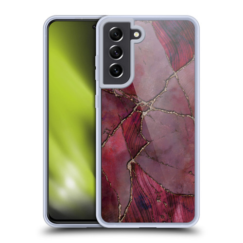 LebensArt Mineral Marble Red Soft Gel Case for Samsung Galaxy S21 FE 5G & MagSafe
