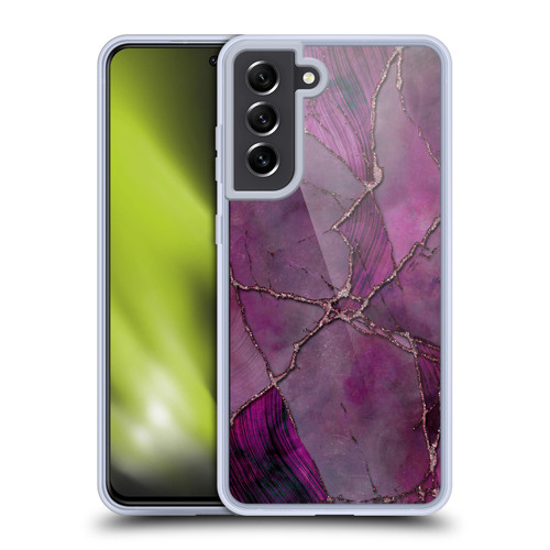 LebensArt Mineral Marble Violet Soft Gel Case for Samsung Galaxy S21 FE 5G & MagSafe