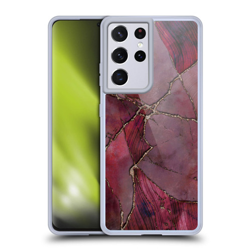 LebensArt Mineral Marble Red Soft Gel Case for Samsung Galaxy S21 Ultra 5G & MagSafe