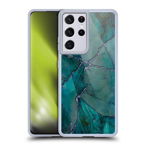 LebensArt Mineral Marble Teal Soft Gel Case for Samsung Galaxy S21 Ultra 5G & MagSafe