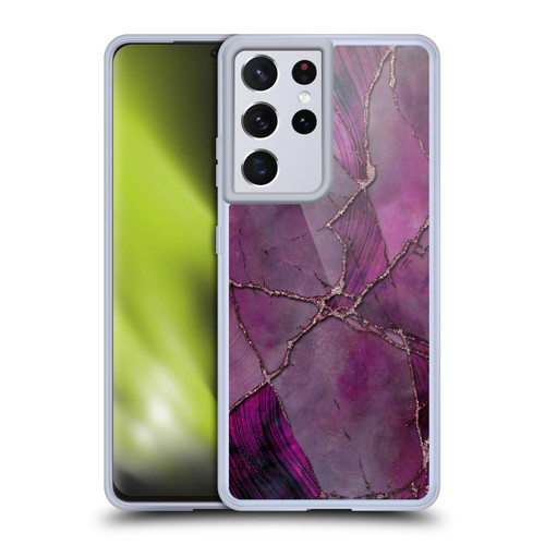 LebensArt Mineral Marble Violet Soft Gel Case for Samsung Galaxy S21 Ultra 5G & MagSafe