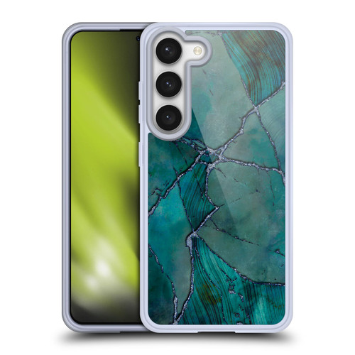 LebensArt Mineral Marble Teal Soft Gel Case for Samsung Galaxy S23 5G & MagSafe