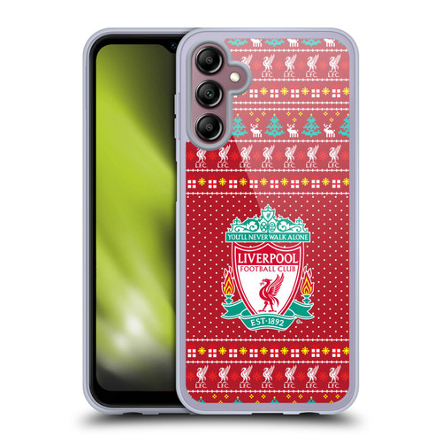 Liverpool Football Club Festive Christmas Festive Pattern Soft Gel Case for Samsung Galaxy A14 5G