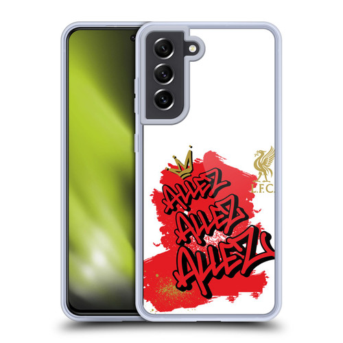 Liverpool Football Club Graffiti Art Allez Allez Allez Gold Soft Gel Case for Samsung Galaxy S21 FE 5G & MagSafe