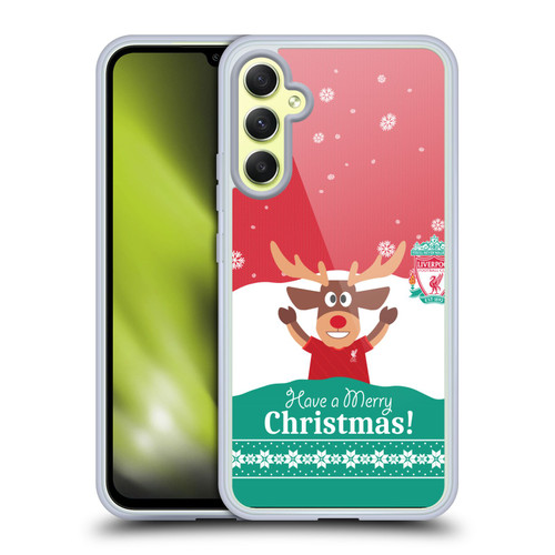 Liverpool Football Club Festive Christmas Reindeer Soft Gel Case for Samsung Galaxy A34 5G