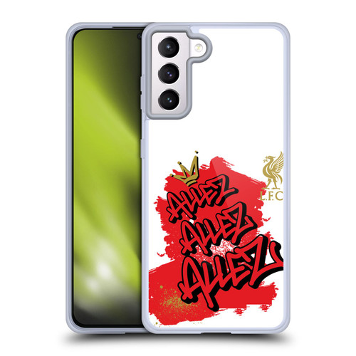 Liverpool Football Club Graffiti Art Allez Allez Allez Gold Soft Gel Case for Samsung Galaxy S21+ 5G & MagSafe