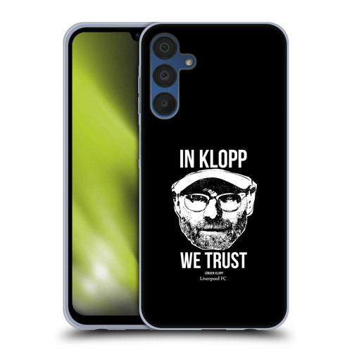 Liverpool Football Club Jurgen Klopp Illustrations Full Face Black Soft Gel Case for Samsung Galaxy A15 & MagSafe