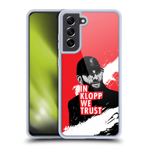 Liverpool Football Club Jurgen Klopp Illustrations Stare Red Soft Gel Case for Samsung Galaxy S21 FE 5G & MagSafe
