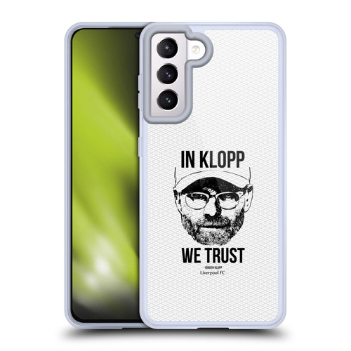 Liverpool Football Club Jurgen Klopp Illustrations Full Face White Soft Gel Case for Samsung Galaxy S21 5G & MagSafe