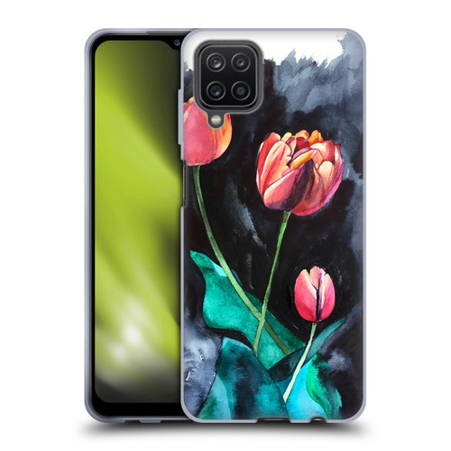 Mai Autumn Floral Blooms Tulips On Dark Soft Gel Case for Samsung Galaxy A12 (2020)