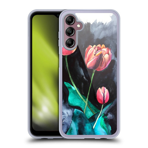 Mai Autumn Floral Blooms Tulips On Dark Soft Gel Case for Samsung Galaxy A14 5G