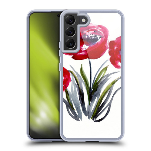 Mai Autumn Floral Blooms Red Flowers Soft Gel Case for Samsung Galaxy S22+ 5G & MagSafe