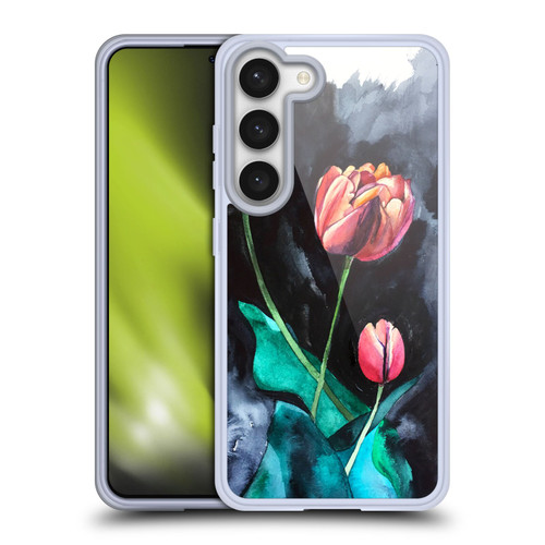 Mai Autumn Floral Blooms Tulips On Dark Soft Gel Case for Samsung Galaxy S23 5G & MagSafe