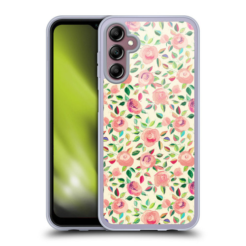 Micklyn Le Feuvre Florals 2 Pastel Roses In Blush Pink And Cream Soft Gel Case for Samsung Galaxy A14 5G