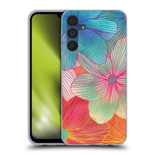 Micklyn Le Feuvre Florals 2 Tropical Flowers In Pink Orange Soft Gel Case for Samsung Galaxy A15 & MagSafe