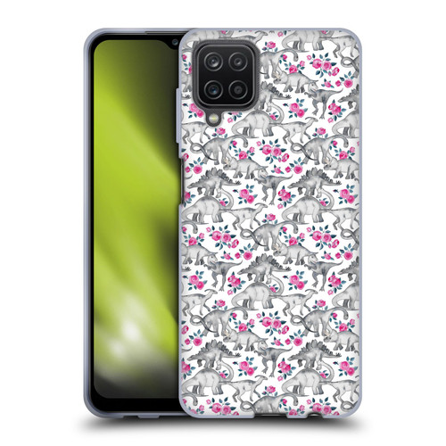 Micklyn Le Feuvre Animals Dinosaurs And Roses Soft Gel Case for Samsung Galaxy A12 (2020)