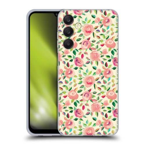 Micklyn Le Feuvre Florals 2 Pastel Roses In Blush Pink And Cream Soft Gel Case for Samsung Galaxy A25 5G